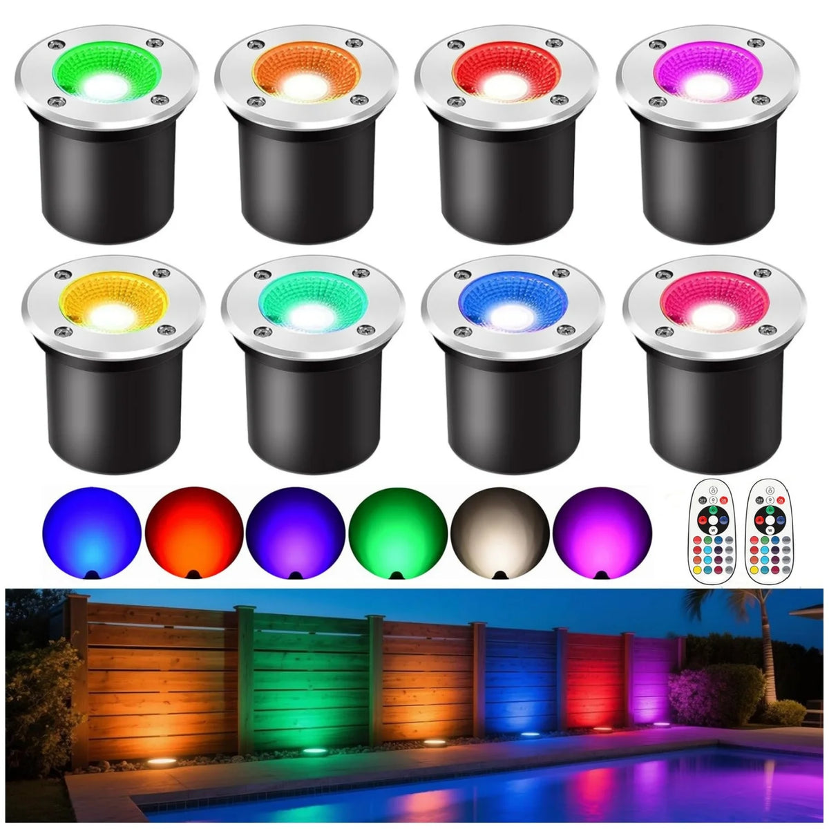spots paysage led rgbw ip65 moderne télécommande blanc chaud rouge visiblesextérieur jardin