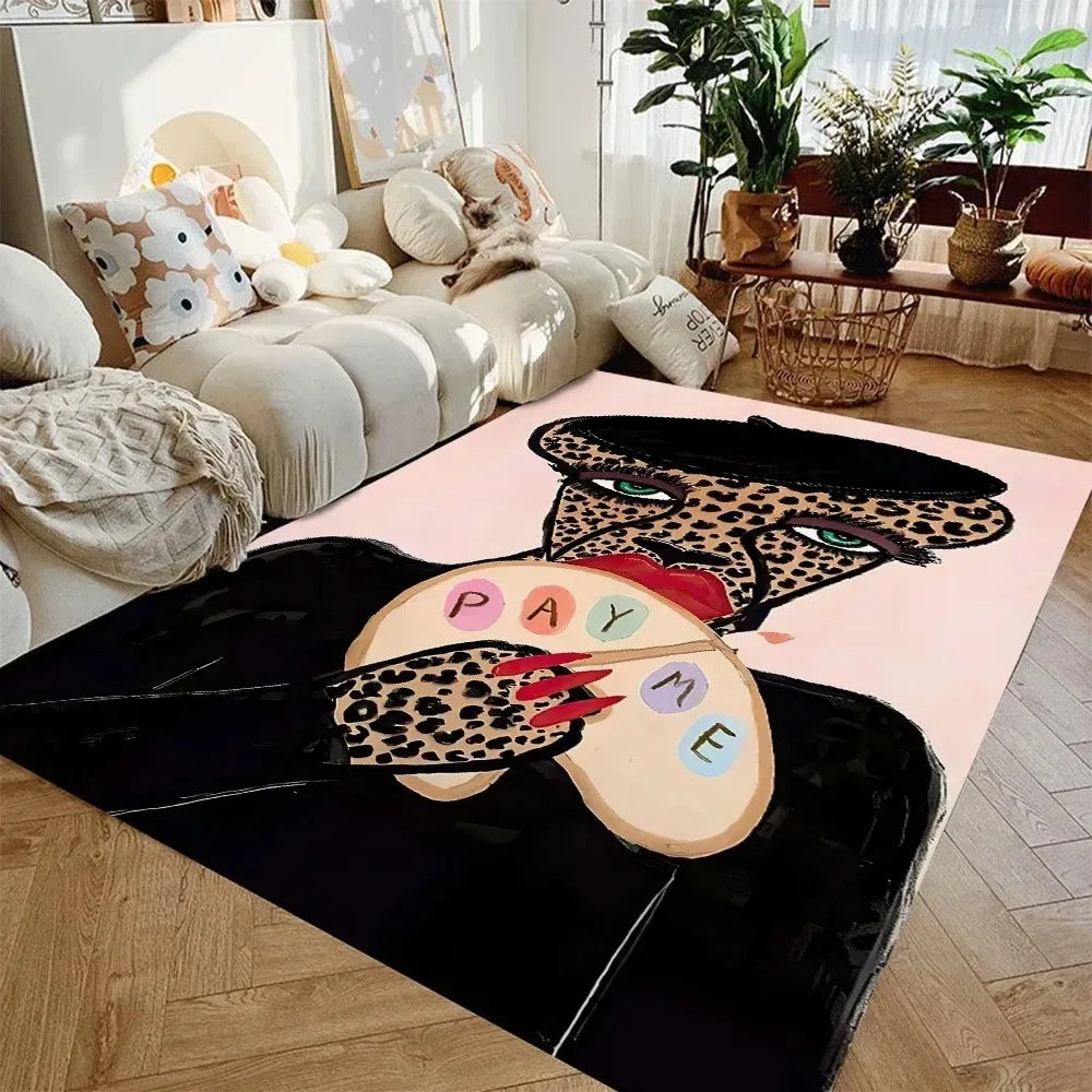tapis salon moderne motif léopard abstrait décoratif couleur vive chambre enfant maison