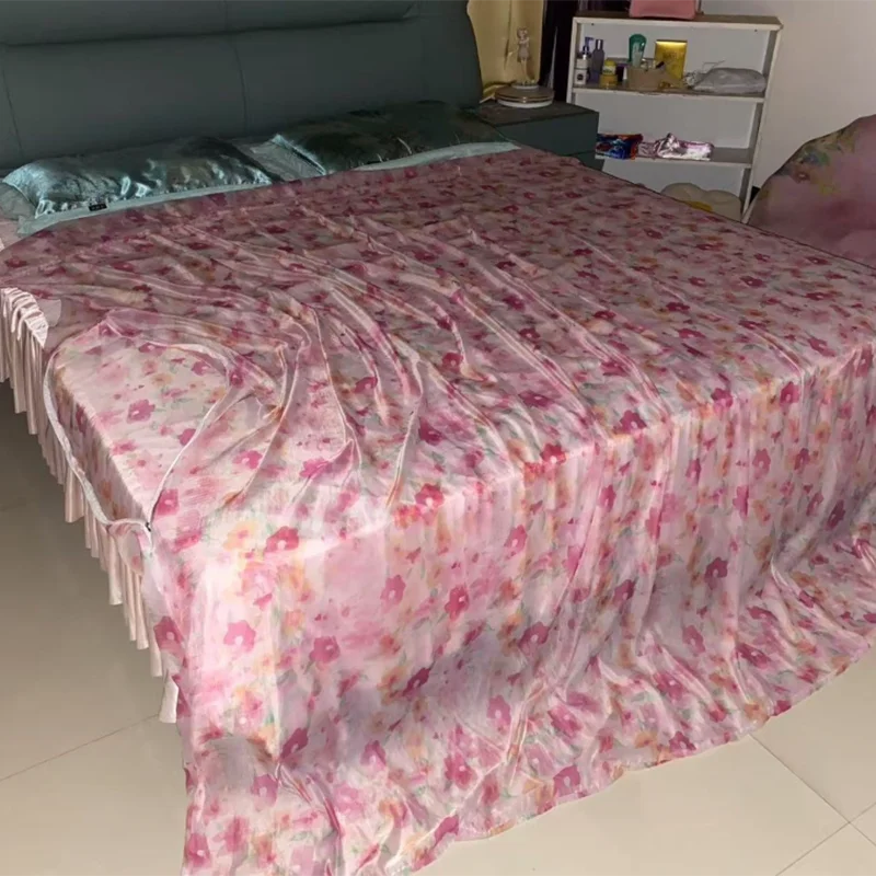 drap lit fleuri moderne rose blanc vert bleu orange soyeux toucher doux imprimé grande