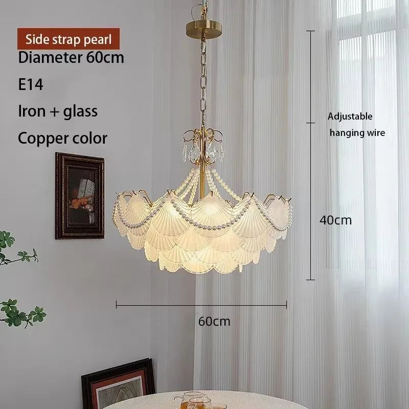 lampe suspendue blanc doré éventails classique vintage chaîne certifications sécuritéfluxlumineuxfaible