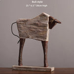 sculpture animale cheval taureau résine marron blanc cassé rustique décoration mur galerie.texture boisée aspect