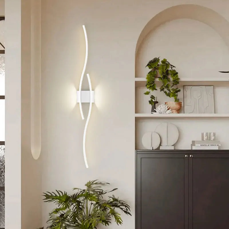 applique murale led moderne blanche dorée ondulé éclairage chambre cuisine étude entrée