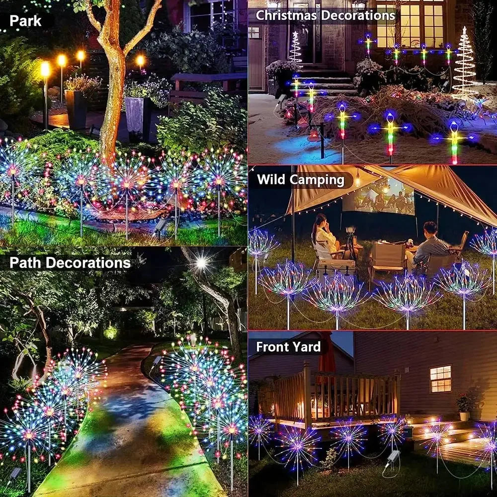 décoration solaire multicolore feu d'artifice modes éclairage moderne extérieure festive mariage noël