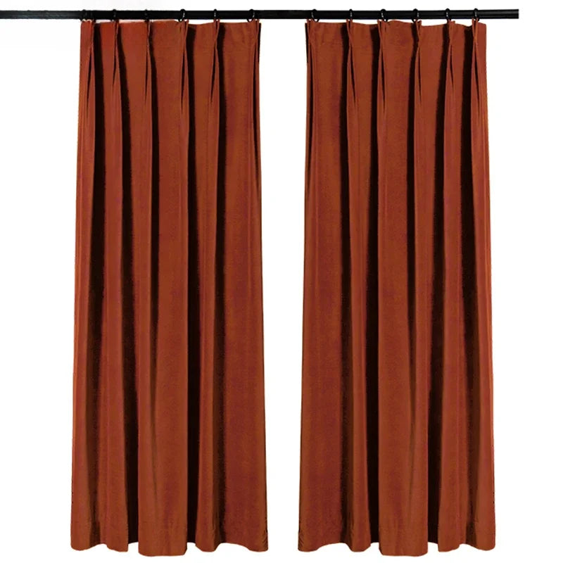 rideau velours orange moderne opaque uni salon chambre décoration intérieure