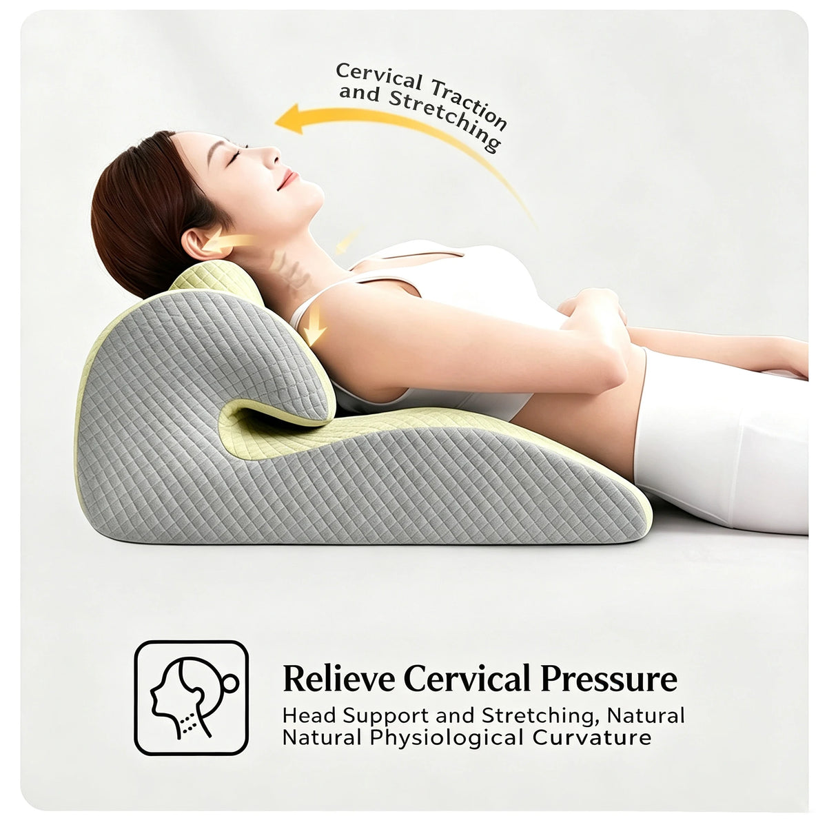 coussin support cervical ergonomique mousse mémoire forme coton carreaux beige gris confort lit