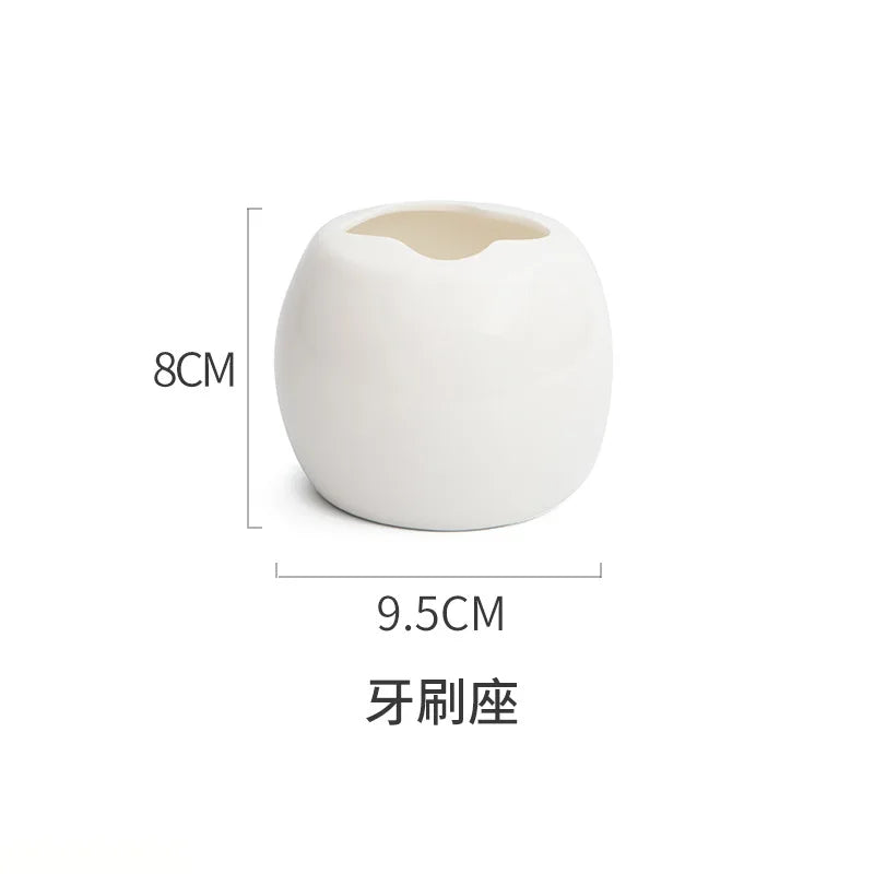 ensemble accessoires salle bain porcelaine moderne distributeur savon gobelet porte brosse dents