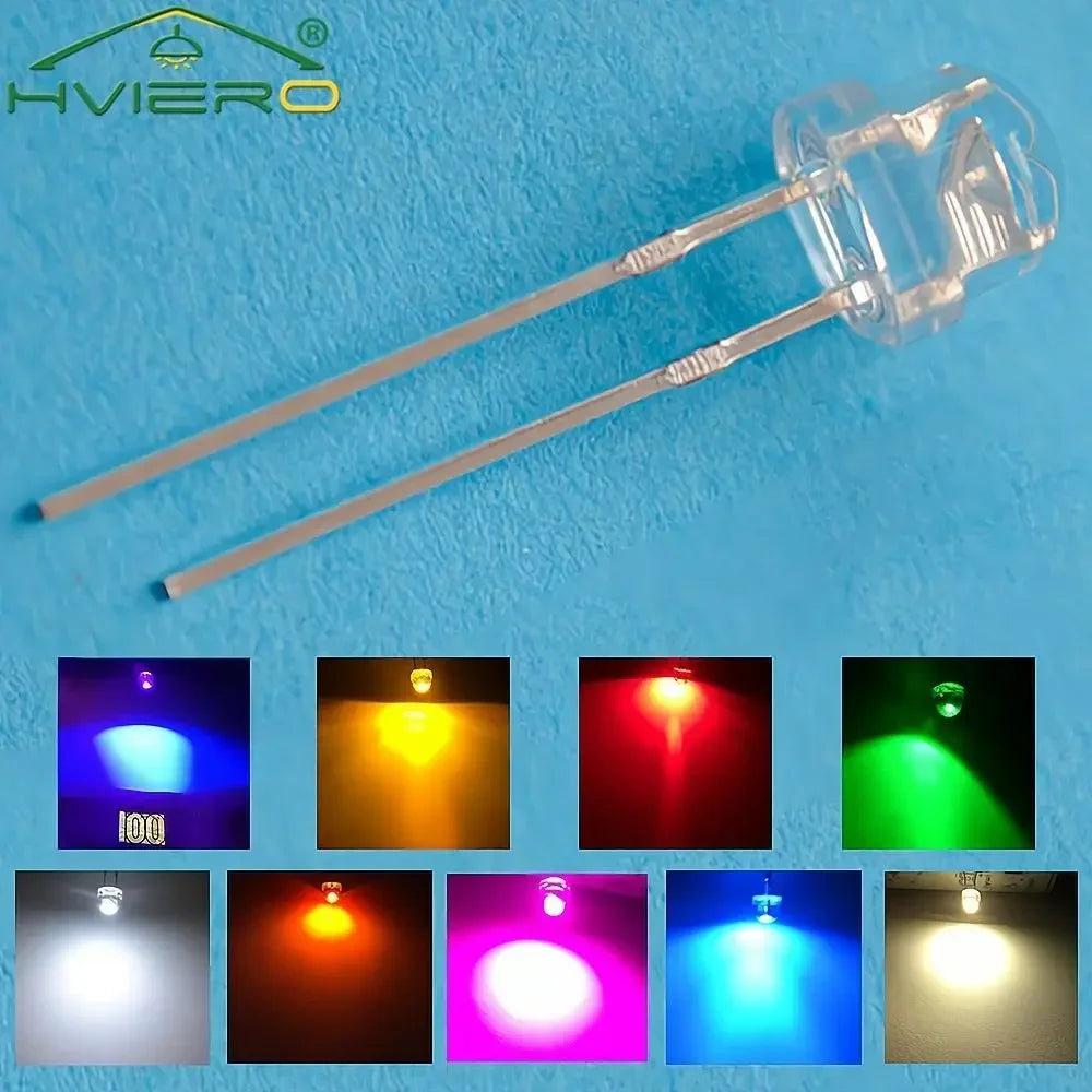 diodes led transparentes couleurs bleu vert rouge blanc chaud jaune violet rose pack 10