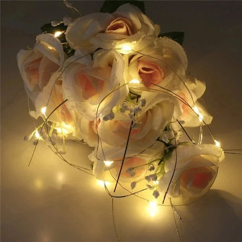 guirlande lumineuse fil cuivre led blanc doré moderne décoration noël mariage chambre