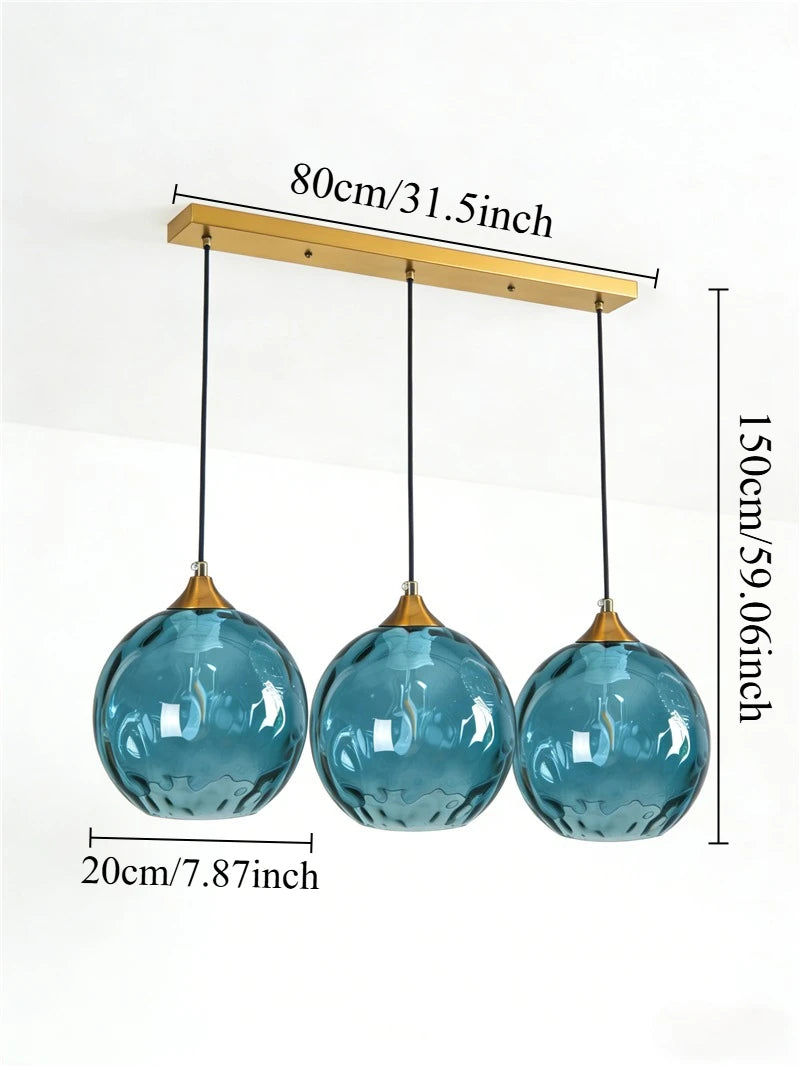 Suspension lumineuse moderne bleu clair vert foncé texture ondulée élégante chambre salon