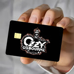 cartes crédit autocollantes ozzy osbourne logo waterproof résistantes graphique noir doré