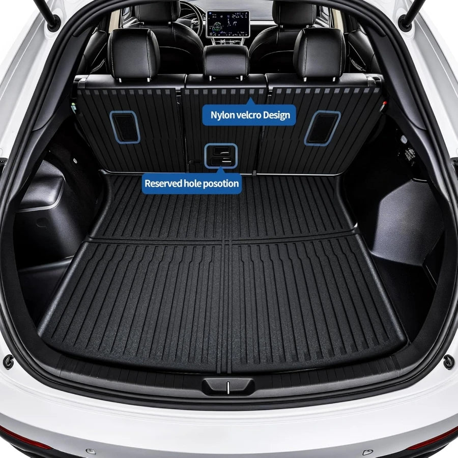 tapis sol coffre clips non slip tpe double couche rayures horizontales noir moderne tesla