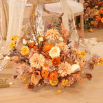 décoration boho chic bouquet fleurs artificielles mixtes orange rose marronextérieur anniversaire mariage