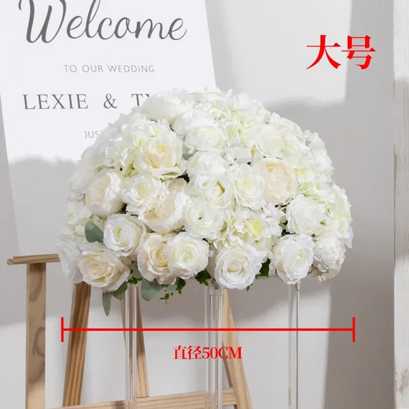 décoration mariage rose blanche soie diamètre 50cm intérieur présentoirs transparents