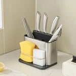 rangement couverts acier inoxydable couteaux fourchettes cuillères baguettes éponges moderne minimaliste imperméable anti rouille