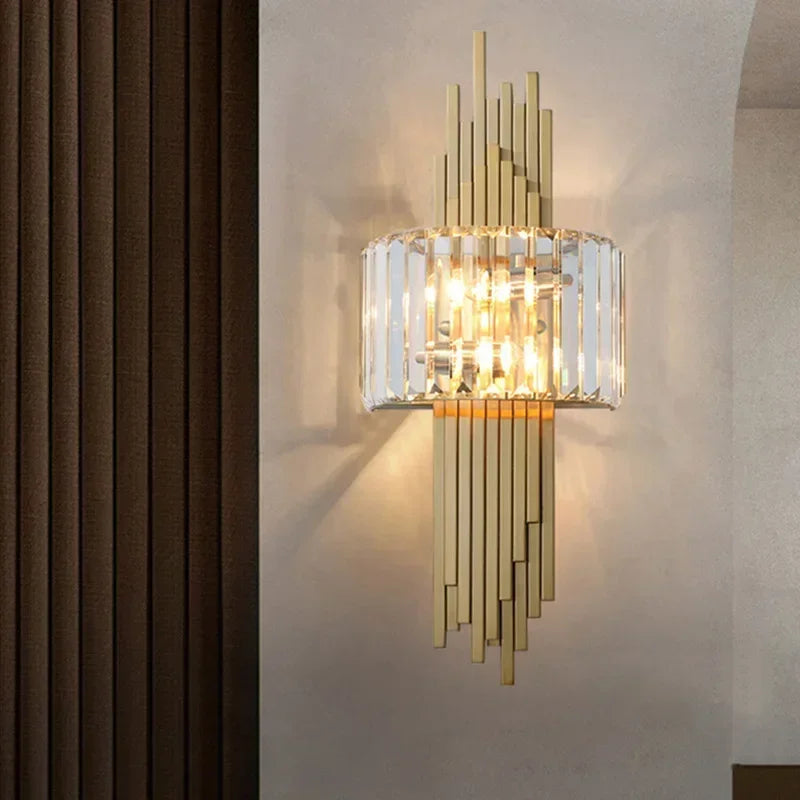 applique murale moderne or transparent led verrous vertical chambre salon