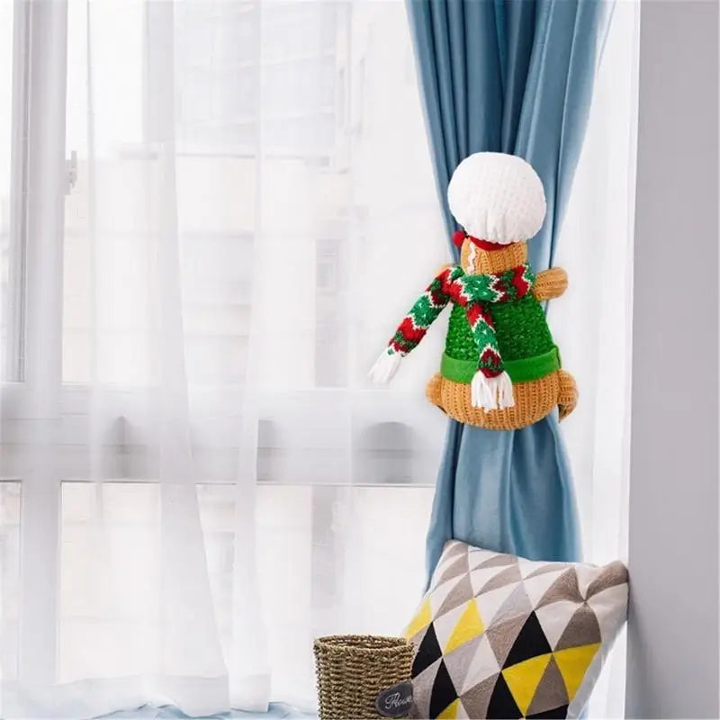 rideaux festifs gingerbread man beige rouge vert blanc decoration noel tranche age enfantin texture