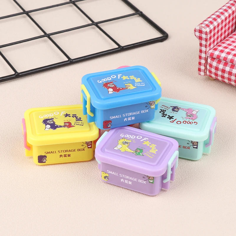 boîtes rangement jaune bleu rose violet dessins animés enfant poignées couvercles contemporain simulation enfants