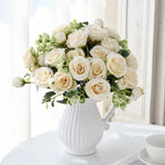 décoration intérieure bouquet pivoine rose blanche moderne élégant vase transparent mariage anniversaire