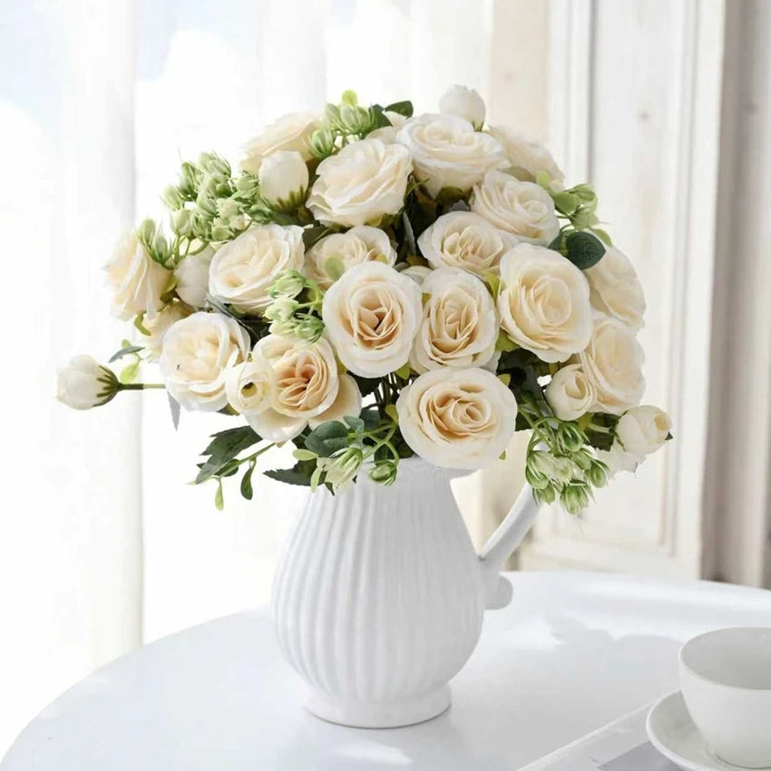 décoration intérieure bouquet pivoine rose blanche moderne élégant vase transparent mariage anniversaire