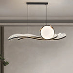 suspension lumineuse moderne vague motif floral acrylique led dimmable noir doré blanc