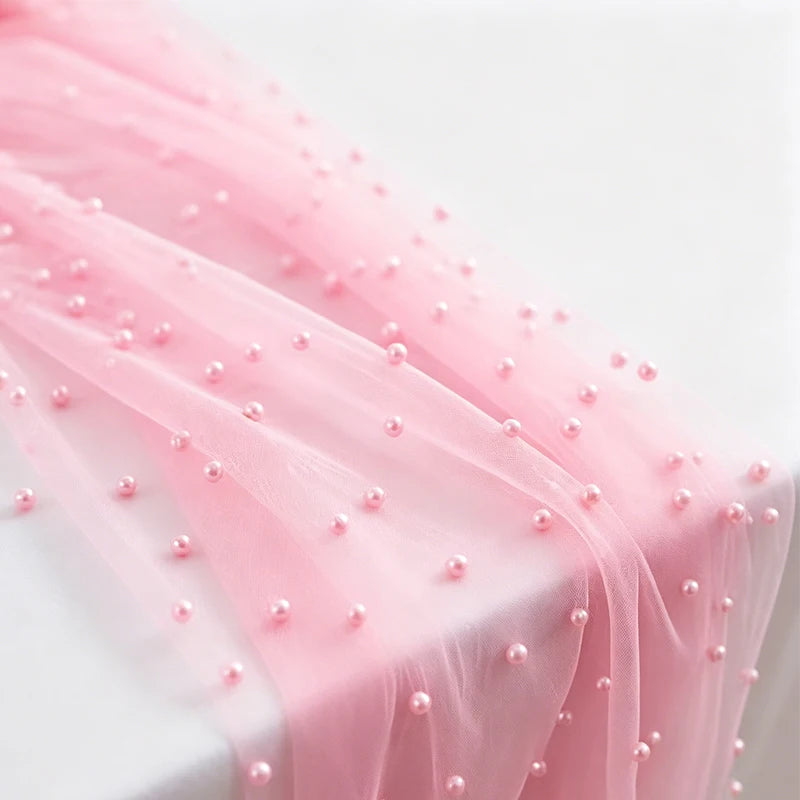 nappe décorative transparente blanches rose table mariage fête 75x200cm polyester