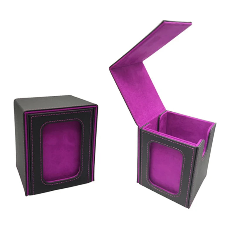 boîtes rangement cartes rouge noir violet simili cuir moderne organisation jeu collectioniaux 18+