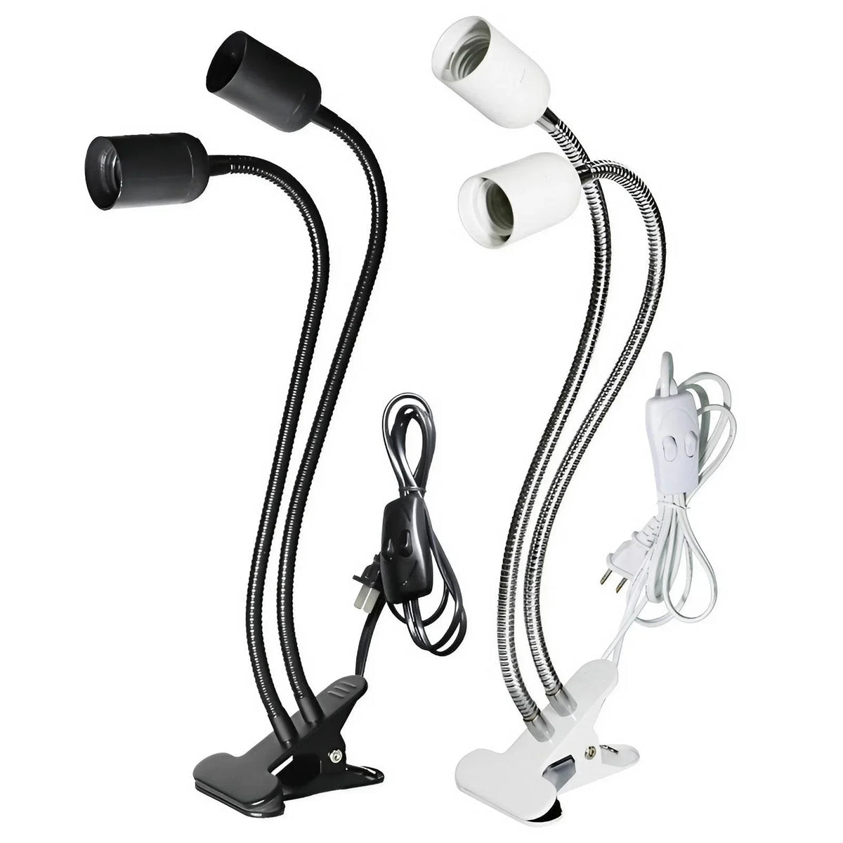 lampe pince flexible blanc moderne base e27 tige métallique réglable interrupteur prise us