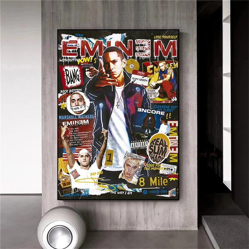 affiche pop art graffiti rap 2pac décoration murale salon toile moderne urbain