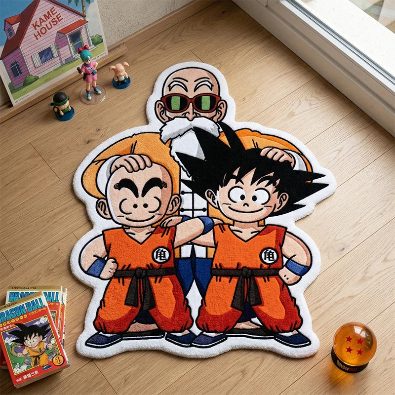 tapis personnalisable dragon ball dessins animés blanc orange noir geometrique salon chambre