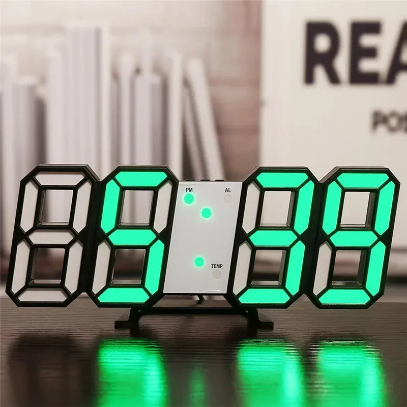 horloge numérique led moderne noire blanche pied carré chambre salon
