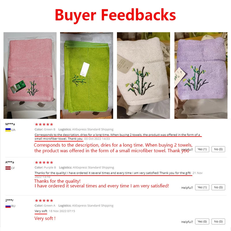 serviettes bambou brodées vert violet rose blanc classiques absorbantes maison