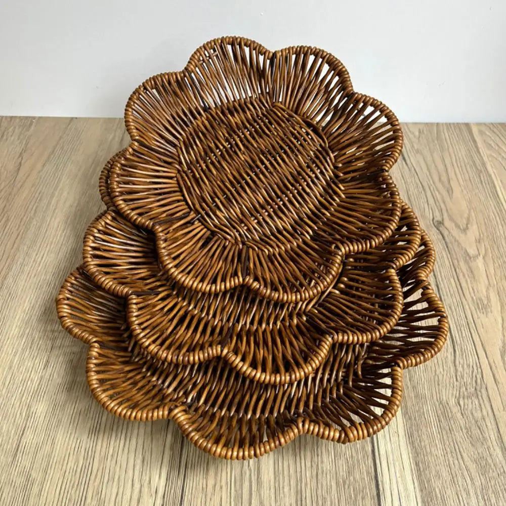 paniers rangement tressés rotin marron clair utilisation multiple réutilisable traditionnels opaques