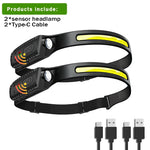 lampe frontale led rechargeable usb modes lumiere ipx4 etanche texture antidrapante noire jaune moderne
