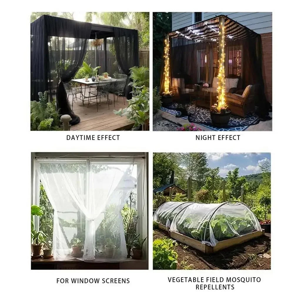 filet anti insectes noir blanc quadratique plié extérieur camping patio gazebo king size mosquito