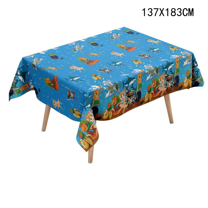 nappes jetables enfants motifs animaux fruits paysage anniversaire bleu marron vert turquoise festive
