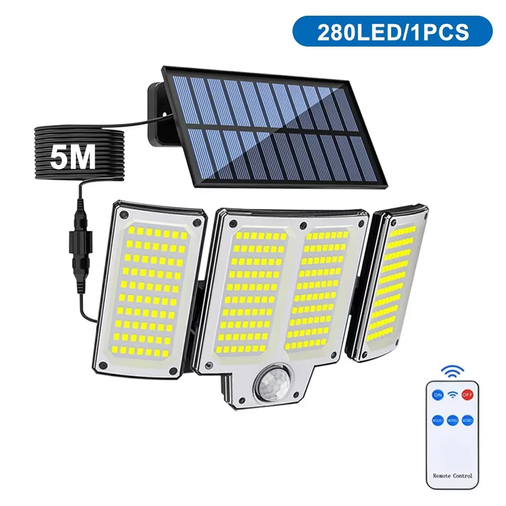 lampe murale solaire blanc moderne capteur mouvement 280 leds télécommande étanche