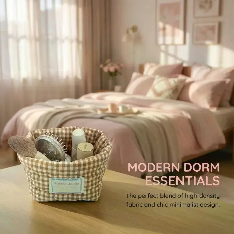 panier rangement rose clair bleu clair jaune clair marron clair carreaux blancs minimaliste imperméable