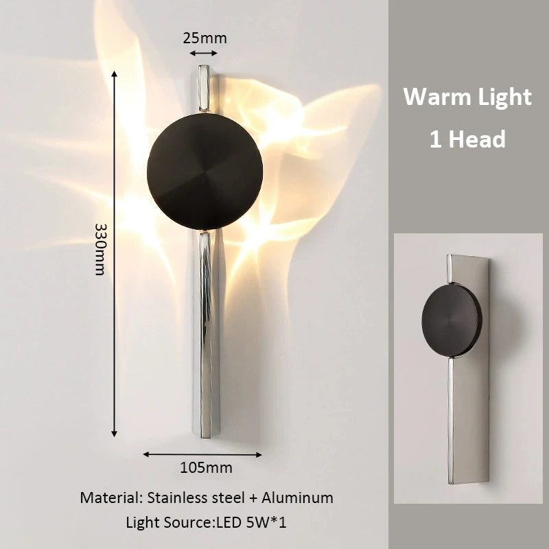 applique murale moderne led deux têtes éclairage quotidien murale acier inoxydable noir doré argenté
