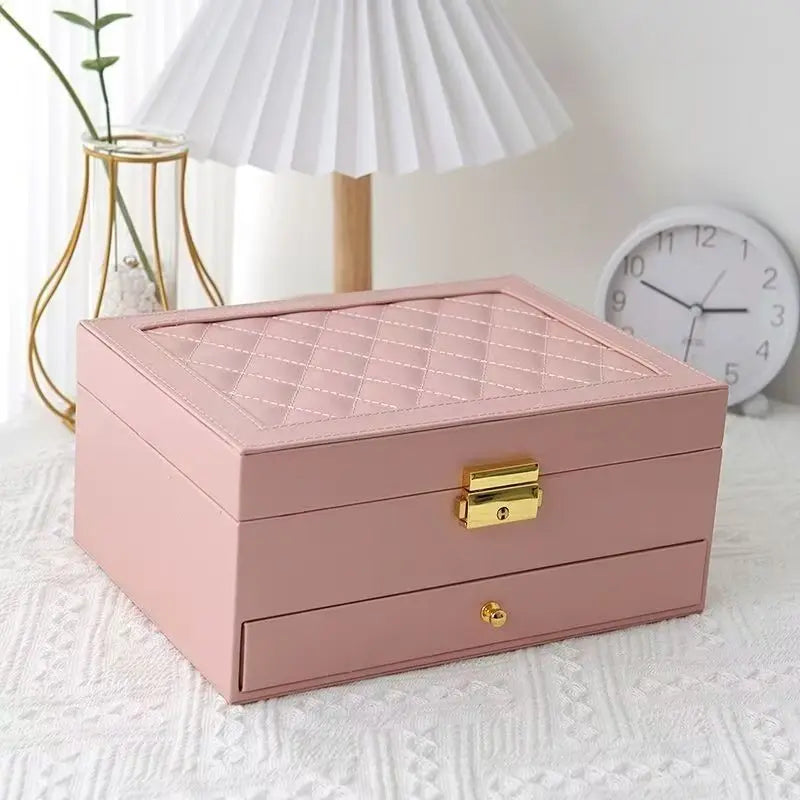 boîtes bijoux cuir moderne compartiments protection vert rose blanc festival mariage voyage