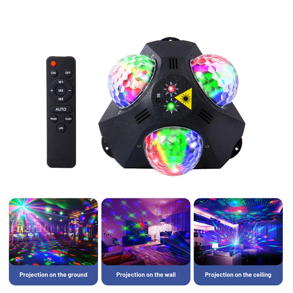 projecteur laser moderne compact disco boule effet stroboscope lumière noire transparent festive decoration