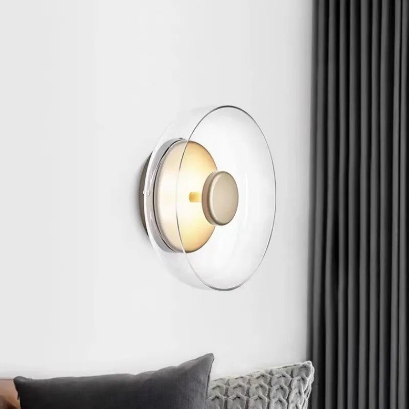 applique murale led transparente moderne dorée fixée mur chambre coucher salle manger
