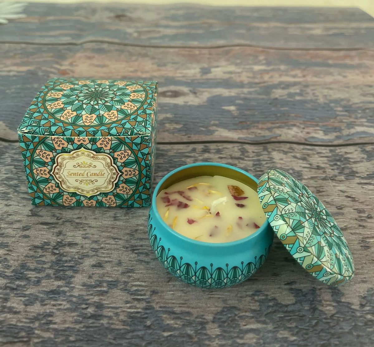 bougies parfumées cire soja parfum mandala boho chic bleu rose noir blanc aromathérapie
