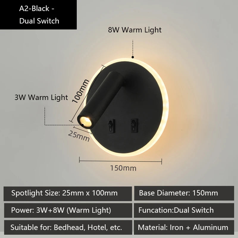 applique murale led moderne ports usb lampes lecture réglables chambre étude