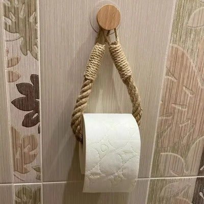 Porte-papier hygiénique mural en corde vintage blanc