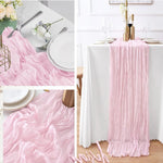 chemin table ruban rose clair rayures horizontales boho décoration mariage fête bohème