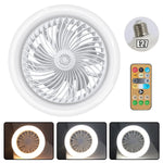 ventilateur lampe led e27 moderne télécommande blanc grille trois vitesses timer