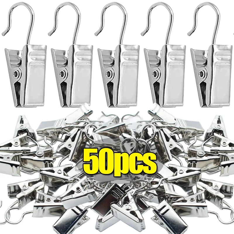 pinces rideau métal moderne argentées lisses opaques 10pc 20pc 30pc 50pc