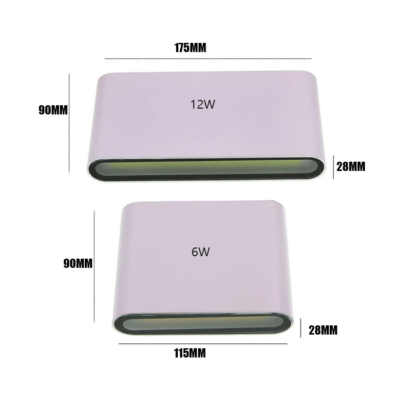 applique murale moderne led 12w 20w blanc noir étanche ip65 aluminium chambre cuisine étude