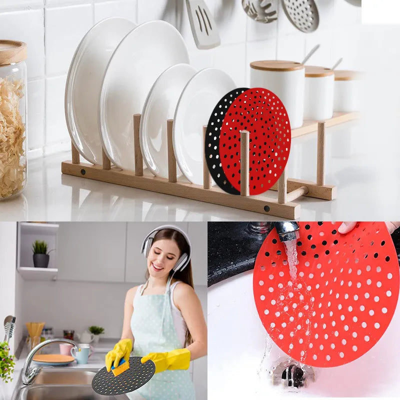 grilles cuisson friteuse air perforées rouge noir modernes clips fixation cuisine