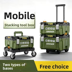 boîte outils modulaire pratique robuste vert olive mat poignées roulettes compartiments divisibles